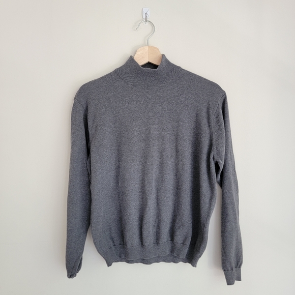 Heather Grey Talbots Mock Meck Sweater, Vintage, M - Picture 1 of 10